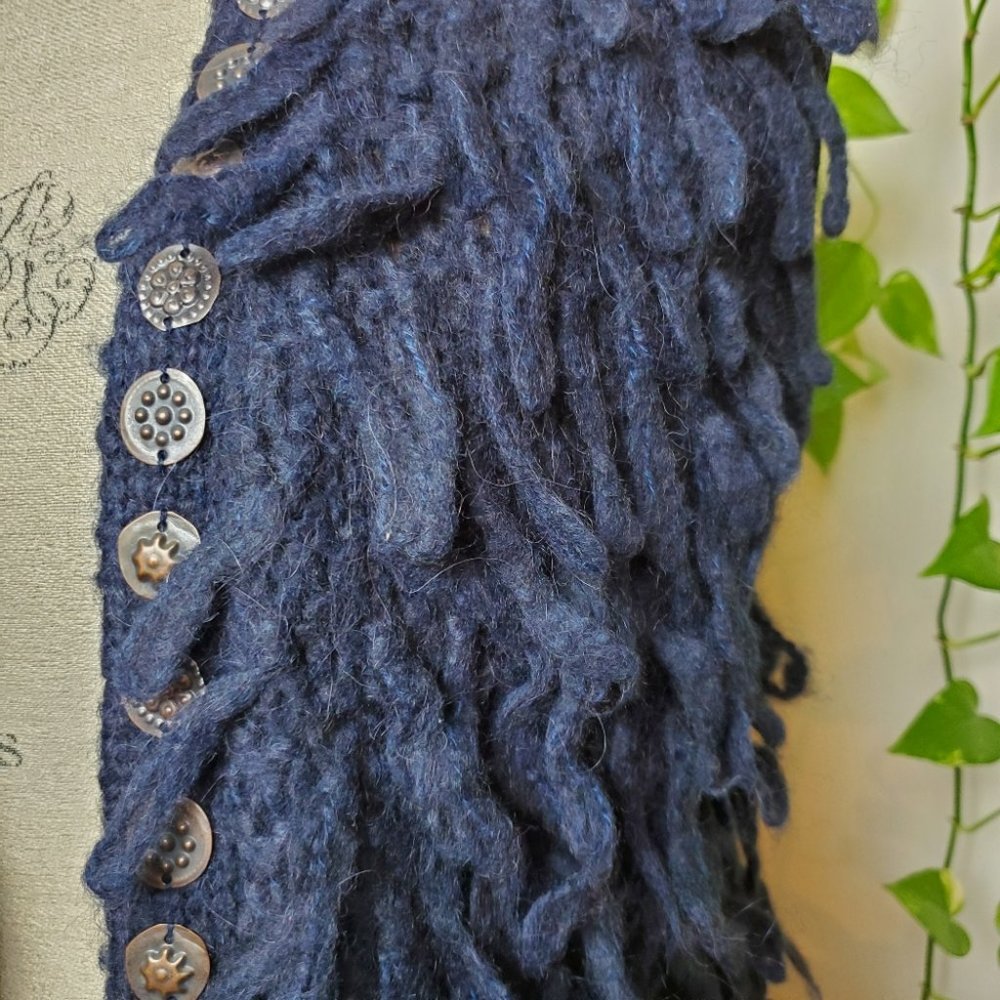 SCOTCH & SODA | Bronze Coin Hem Indigo Blue Fringe Sweater Vest (Size S) - Picture 3 of 10